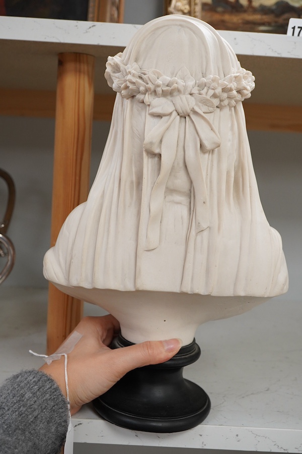 After Raffaele Monti (Italian, 1818-1881), a composition bust of ‘The Veiled Bride’, 36cm